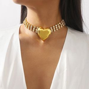 Choker Kmvexo Shine Big Heart Crystal Colliers pour femmes Géométriques Rugestones Déclaration de bijoux Cadeaux