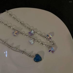 Choker Koreaanse charmes vlinder sleutelbeen ketting kristallen kettingen voor vrouwen metaal vintage y2k ketting 90s stijl esthetiek vriend