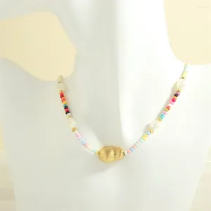 Gargantilla de moda coreana para mujer, collar de cadena de cuentas de cristal colorido, cuello de perlas corto bohemio, joyería Bohemia al por mayor