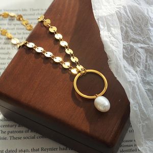 Tour de cou pendentif coréen personnalisé Design créatif collier perle grotte chaîne mode femmes titane acier fête bijoux
