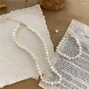 Collier ras du cou coréen Vintage collier de perles naturelles femmes baroque français eau douce pendentif bijoux Goth