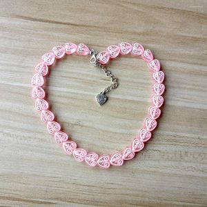 Ras du cou Kpop Goth Harajuku Fashon Vintage rose acrylique résine coeur perle collier de perles pour les femmes Y2k esthétique bijoux cadeaux