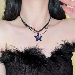 Collier ras du cou Kpop gothique mode Hip Hop Harajuku étoile pentagramme pendentif chaîne pour hommes femmes fille Y2K années 2000 EMO bijoux accessoires