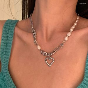 Choker Kpop Vintage Goth Punk Love Heart Pearl -ketting Grunge ketting voor vrouwelijke mannen Cool Guy Harajuku Sieraden Accessoires