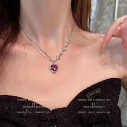 Ras du cou Kpop Vintage Goth Y2K violet coeur pendentif clavicule chaîne colliers pour femmes fille Punk Grunge Collares bijoux esthétiques