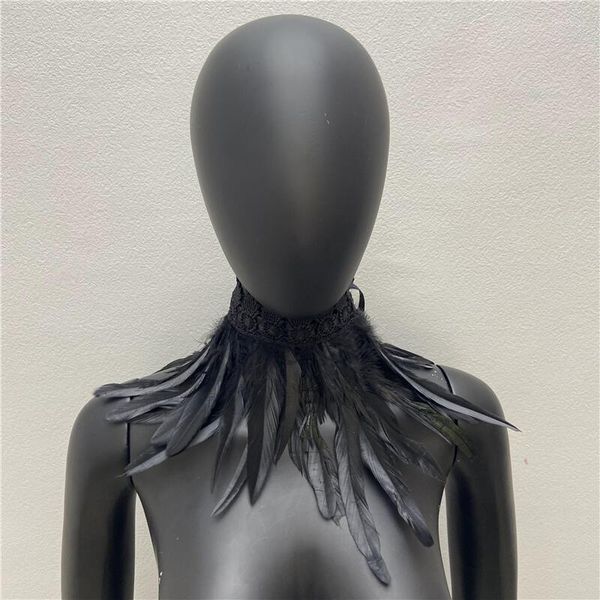 Gargantilla de cuello de plumas de encaje victoriano falso Mujer desmontable Cuello Falso Mujer gótico Cosplay accesorios de fiesta