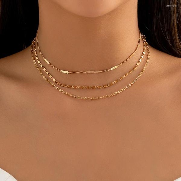 Gargantilla Lacteo Simple 3 unids/set collar de cadena corta de Color dorado para mujer joyería encanto geométrico fino en el cuello regalos fiesta