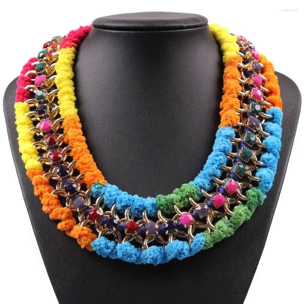 Collier ras du cou en corde colorée, dernier modèle de mode, chaîne en résine dorée, collier de déclaration pour dames, bijoux