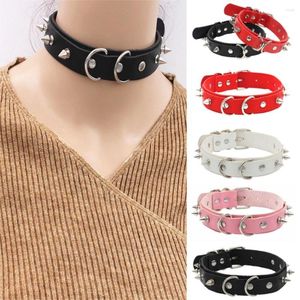 Collier ras du cou en cuir pour femmes, pendentif Punk réglable, Double couche, Rivet, chaîne de cou