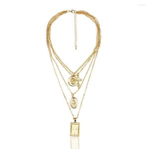 Choker Lepenn Aankomst sieraden mode statement goud verzilverde munt kruis hanger multi -lay ketting voor vrouwen