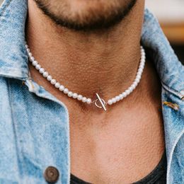 Collier ras du cou LIEBE ENGEL Imitation perles collier hommes mode fait à la main 6/8/10mm perle bascule OT fermoirs pour 2023 bijoux cadeau