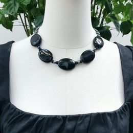 Lii Ji – collier ras du cou noir pour femmes, 48cm, Onyx, perle d'eau douce, vente en Stock, bijoux cadeau