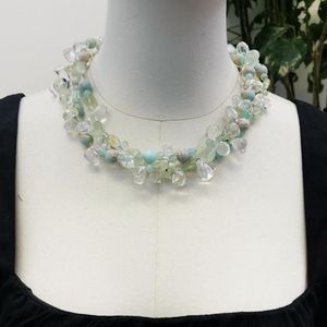 Lii Ji – collier ras du cou en pierre véritable verte, 53cm, jaspe préhnite, Quartz, bijoux de déclaration pour femmes, vente en Stock