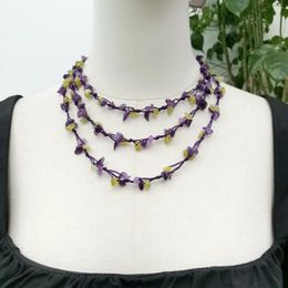 Lii Ji – collier ras du cou en pierre véritable, vert violet, 47cm, améthystes, citron, Jades, déclaration, vente de bijoux, cadeau