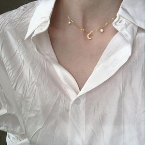 XINGX – collier ras du cou petite lune avec diamant, élégant, Design avancé, sens, assorti à tout, court, à la mode