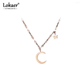 Ras du cou Lokaer classique titane acier lune étoiles pendentif colliers bijoux belles chaînes collier pour femmes filles Kolye N17041