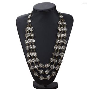 Collier ras du cou longue chaîne en cristal collier de fleurs déclaration multicouche Vintage gros pour les femmes bijoux de fête bohème