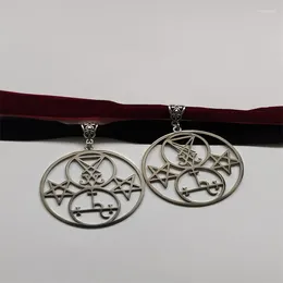 Collier gothique avec pendentif en velours noir, amulette satanique luciférienne, sceaux de Lucifer et Lilith, Pentacles inversés