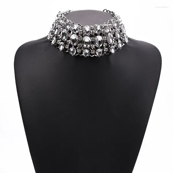 Collier ras du cou de luxe pour femmes, bijoux de styliste, accessoires de déclaration, vente en gros, chaîne épaisse blanche glacée, strass en cristal
