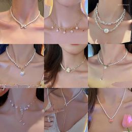 Tour de cou LW mode Baroque perle perle chaîne collier femmes collier mariage Punk fermoir cercle Lariat OT boucle bijoux