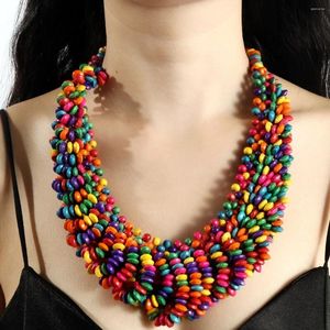 Ras du cou Ly arrivé à la mode Style africain bohème couleur perles en bois à la main colliers de perles pour les femmes bijoux de fête d'été
