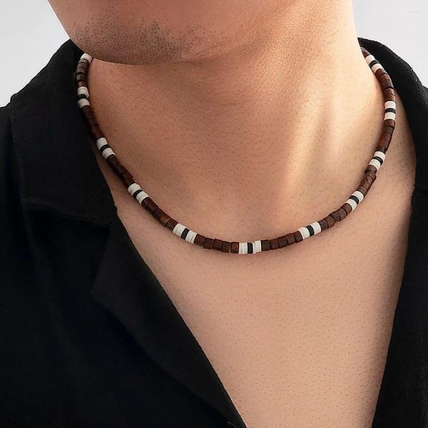 Choker Collier en argile en bois en bois masculin