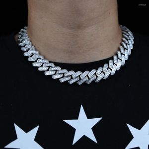 Choker Men Women 19mm breed vierkante kubieke zirkonia Cubaanse ketens Hip Hop Iced Out Bling Jewelry Gold Silver Color Necklace