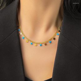 Ras du cou MIGGA acier inoxydable Mini lune étoile pendentifs chaîne collier pour femmes couleur or plaqué pas fondu bijoux