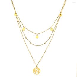 Ras du cou MinaMaMa Vintage en acier inoxydable multicouche gland pendentif colliers pour femmes trois couches bijoux cadeaux