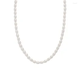 Collier ras du cou Minar Dainty Rice, perles d'eau douce naturelles, colliers de perles pour femmes, chaîne de pull en cuivre plaqué or véritable