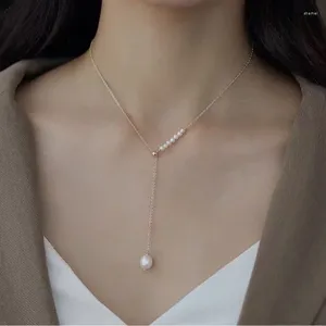 Choker Minar Dellicate Real Water Ewater Pearl Pendant Collier Fomen Plassed Gold Plated Asymétrique Réglable Chokers Pendientes