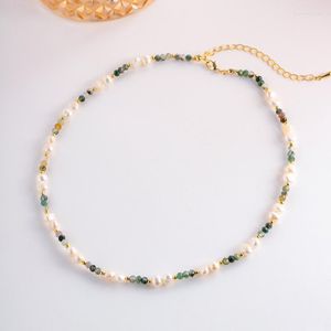 Collier ras du cou Minar français en pierre naturelle multicolore pour femme, collier en laiton plaqué or 14 carats, véritables perles