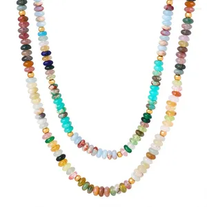 Collier ras du cou Minar doux multicolore en pierre naturelle, Agate œil de tigre, perles en or 18 carats plaqué PVD, brin en acier titane