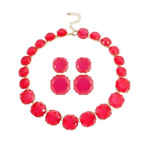 Gargantilla Miwens collar de resina pendientes conjunto para mujer moda colorida transparente acrílico adornado joyería brillante