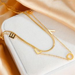 Choker Modern Fashion Jewelry Double-deck Love Letter Gold Titanium Steel Bel regalo per le donne Girl Design Party