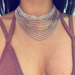 Choker Multi-laags Crystal Rhinestone For Women Collier Femme Sieraden Kraag Chocker Gold Silver Color Necklace