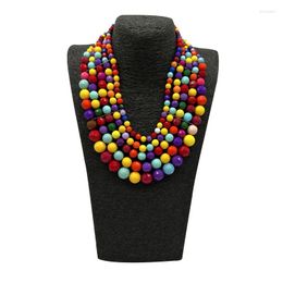 Gargantilla Conjuntos de joyería multicolor Bib Collar de 5 cuentas en capas Collar llamativo Africano