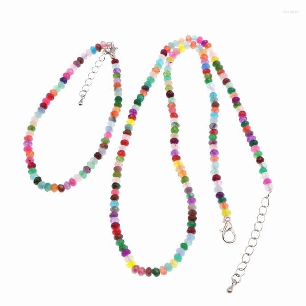 Gargantilla Multicolor piedra Natural collar pulsera para mujer cuentas de cristal cadena fiesta boda exquisito Jades joyería regalo B107