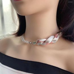 Choker Multifunctionele Franse Bijpassende Zijden Sjaal Ketting Armband Magnetische Gesp Dames Lente En Zomer Nekbescherming