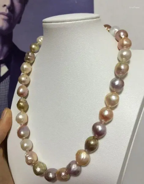 Collier ras du cou naturel 12-13mm des mers du sud Kasumi rose violet multicolore, collier de perles 18 pouces