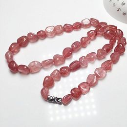 Choker Natural Crystal Necklace for Women Onregelmatige Rock Mineral Pink Quartz Red Strawberry Stone Wedding Party Sieraden