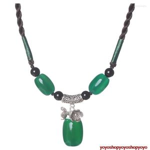 Choker Naturel Vert Jade Vintage Chinois Classique À La Main Femme Fille Pendentif Collier Colar Collier Chandail Chaîne