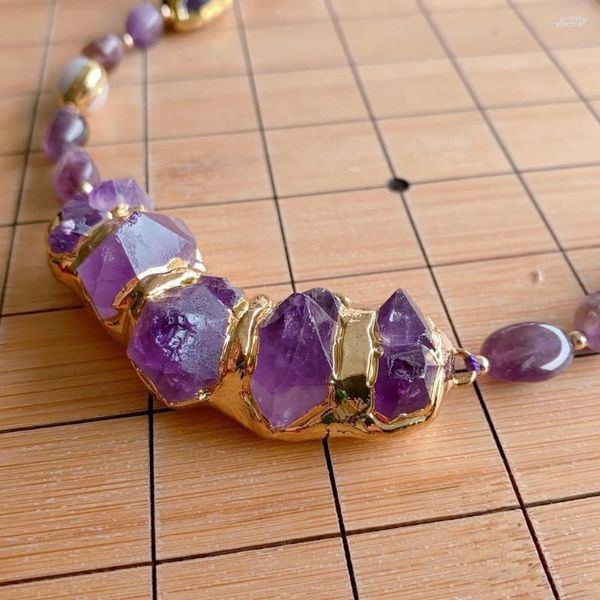 Choker Collier de perles blanches de culture d'améthyste violette naturelle Pendentif Druzy