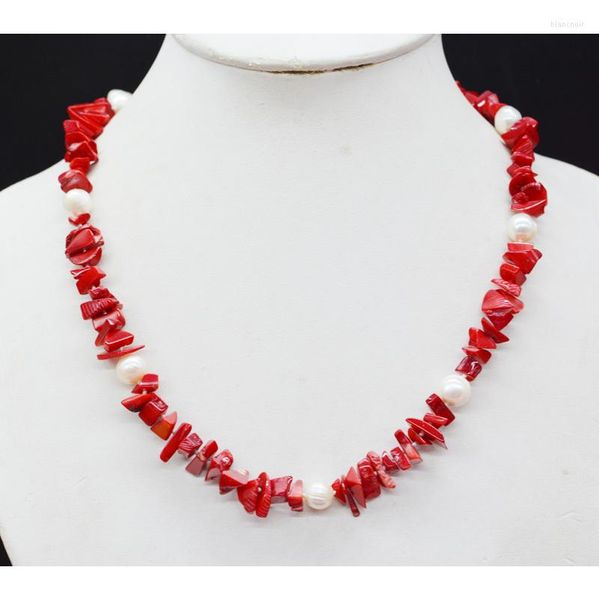 Collana girocollo in corallo rosso naturale e perle bianche. Come Bello Un Fiore. Regalo classico 18