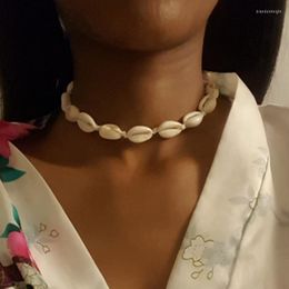 Choker Natural Sea Shell White Black Rope Necklace for Women Fashion Hawaiiaanse stijl Korte kettingen Summer Beach Party Gifts
