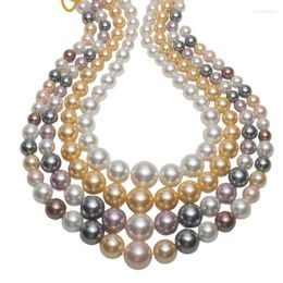 Tour de cou collier de perles de coquillage naturel imitation 6-16mm perles de taille de tour femmes mariage donner cadeau à la mère