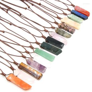 Choker Pierre Naturelle Pendentif Minéral Brut Irrégulier Rectangle Quartz Pendule Amazonite Oeil De Tigre Lapsi Rose Cristal Colliers Guérison