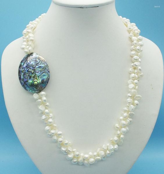 Choker Collier de perles baroques blancs naturels et coquille d'ormeaux Super prix à bas prix pour les femmes 23 
