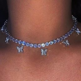 choker ketting ontwerper voor vrouwen vlinder tennis ketting iced out ketting volledige diamanten designer sieraden natuurlijke zirkonium steen luxe sieraden mode-sieraden