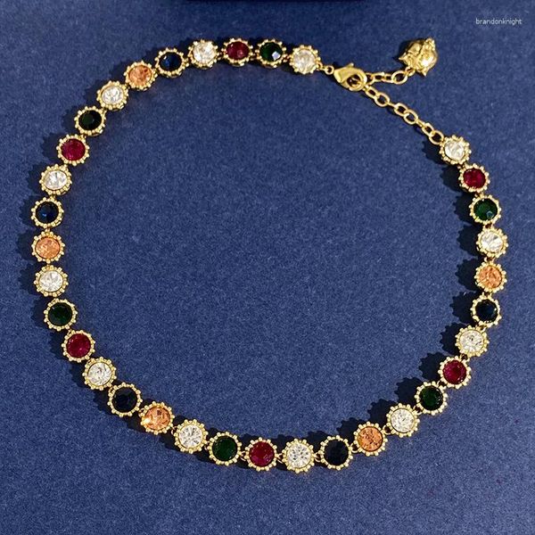 Gargantilla Collar Exquisito Cristal Flores Tigre Cabeza Animal Collares